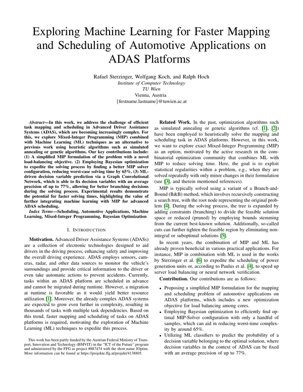 Exploring Machine Learning for Faster Mapping and Scheduling of Automotive Applications on ADAS Platforms