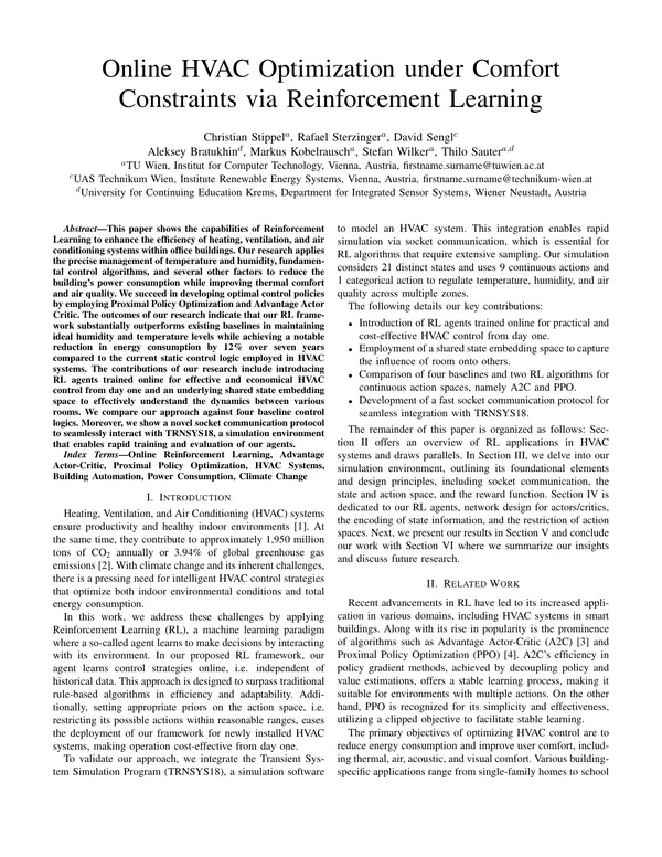 Online HVAC Optimization Under Comfort Constraints via Reinforcement Learning