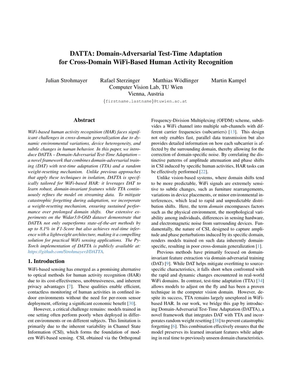 DATTA: Domain-Adversarial Test-Time Adaptation for Cross-Domain WiFi-Based Human Activity Recognition